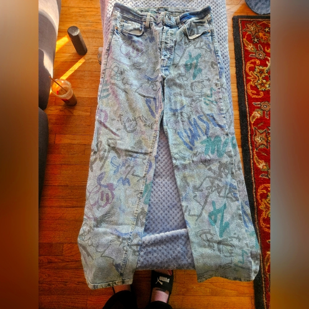 Graphic Wide Leg Jeans - 14
